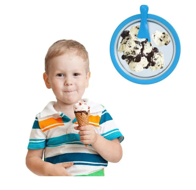 Hot Home Fried Yogurt Machine no electricity needed, 30x30x6.5cm, children food grade material, with shovels, blue colour