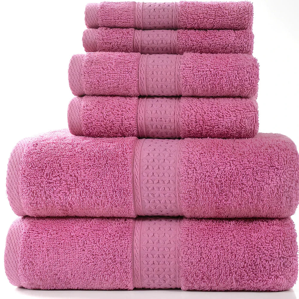 Pure cotton absorbent towel set in bamboo green, showing 140x70cm bath, 33x73cm hand, and 33x33cm square towels