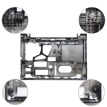Lenovo G50 series laptop bottom case replacement part showing dimensions 43.5 x 30.5 x 5.8 cm