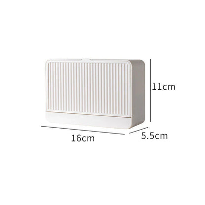 Wall mounted cosmetic storage box in white, grey, and khaki colours for bathroom organisation