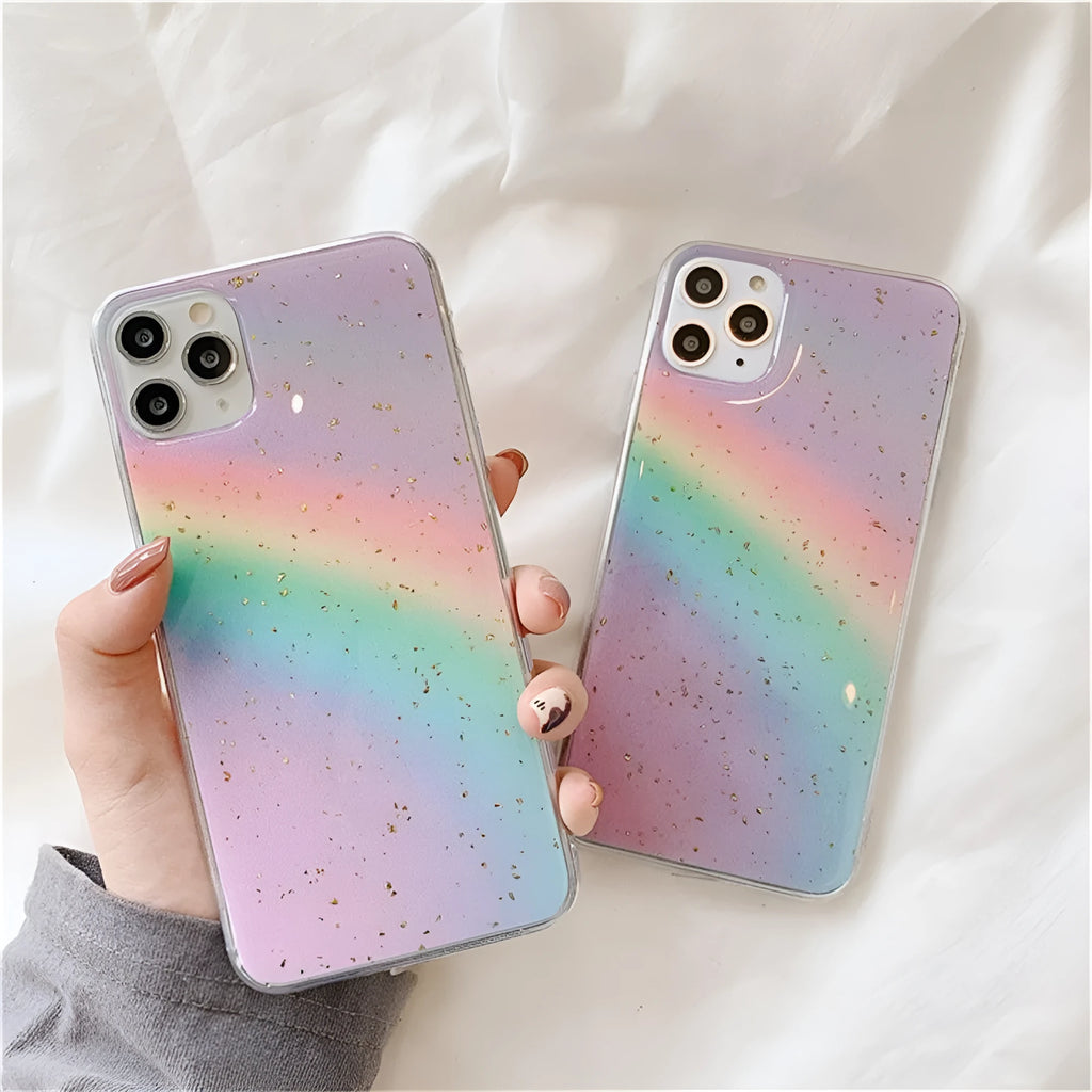 Rainbow gradient striped TPU phone case for iPhone models