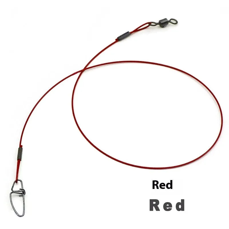 10-piece set of 54cm anti-bite steel wire fishing pins in black green and red colours