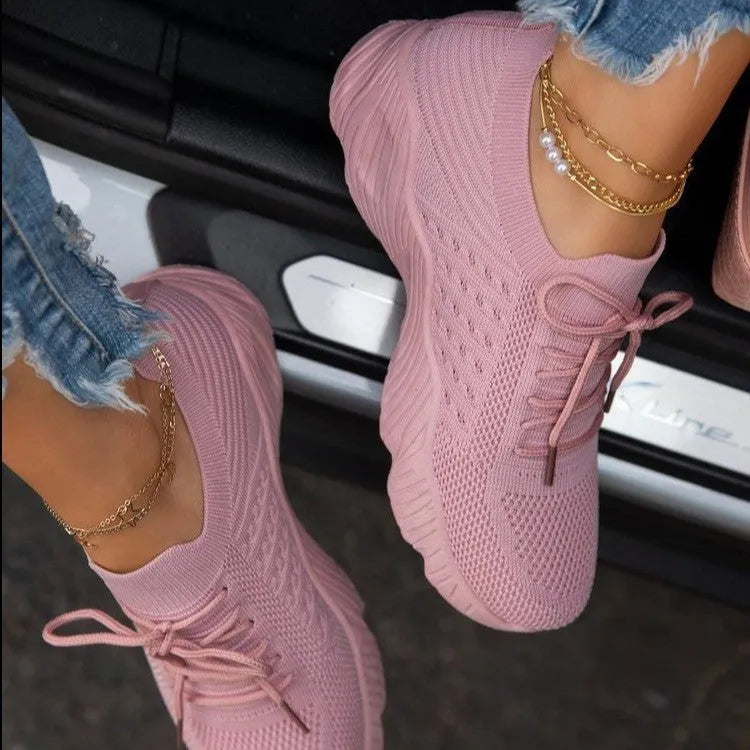 Women's thick bottom casual sneakers in solid colours white, red, blue, black, khaki, grey, pink, light blue