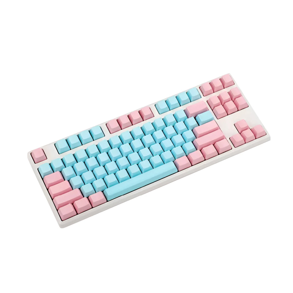 Opaque pink PBT keycap set for mechanical keyboards with side-printed legends
