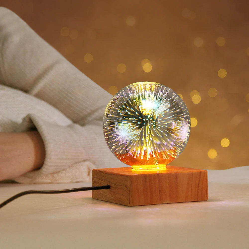 USB 3D Firework Crystals Ball Night Light with touch control and USB plug-in