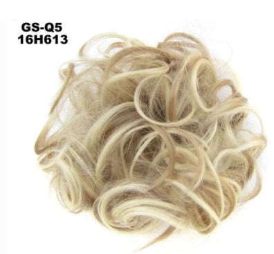 Synthetic wavy curly messy hair bun for women, 12cm diameter, high-temperature wire