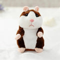 15cm little talking hamster plush toy in light brown colour, repeats what you say