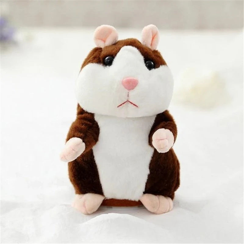 15CM Little Talking Hamster Toy in light brown, dark brown, or grey with voice mimic function