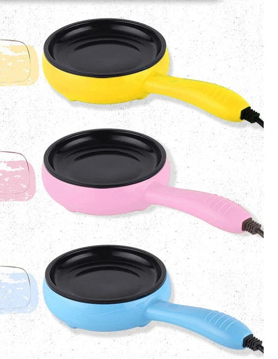 Mini electric egg omelette cooker with non-stick frying pan in various colours