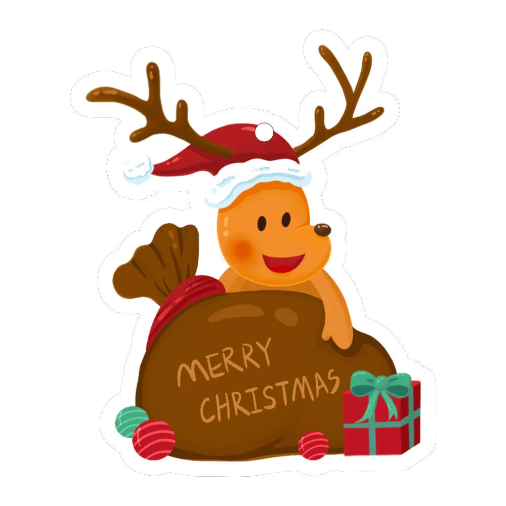 A charming acrylic car-shaped ornament with vibrant colors and a reflective finish, perfect for Christmas decor.