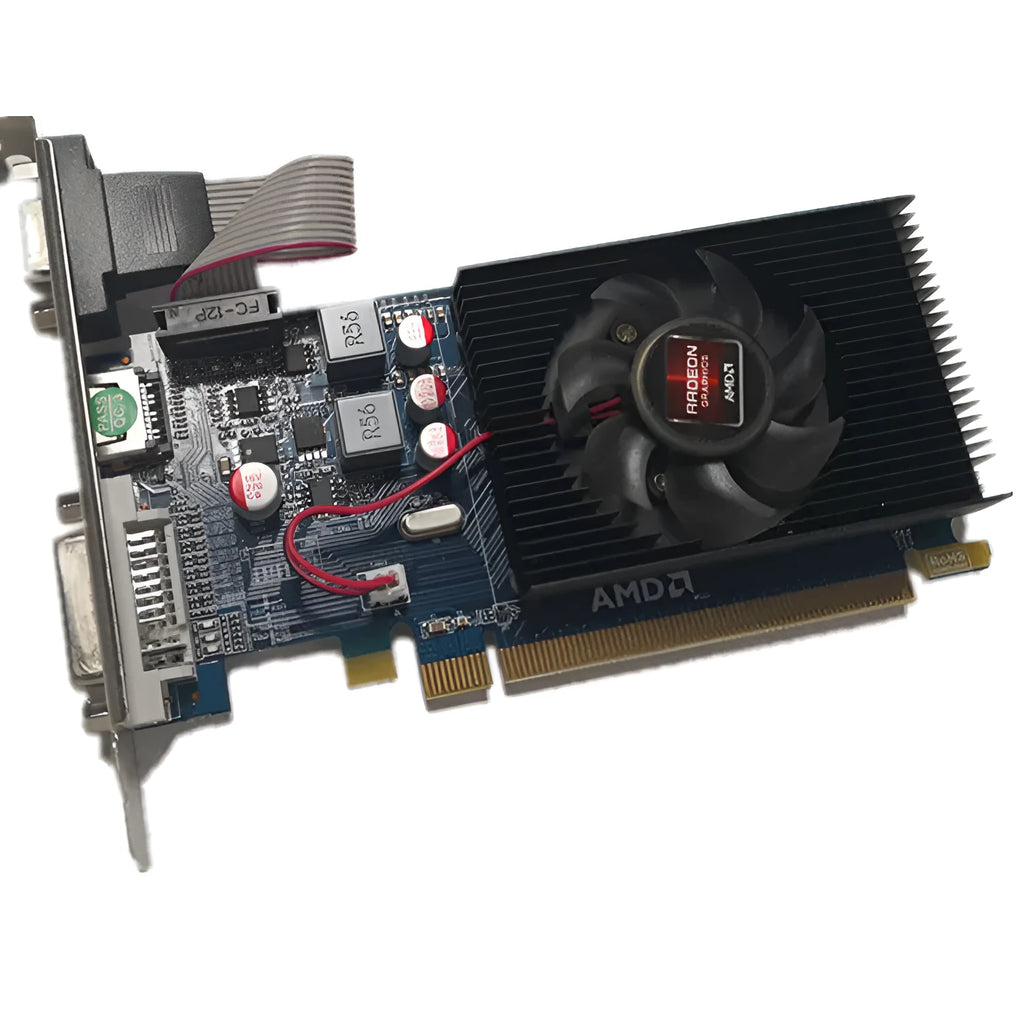 AMD H7450 high definition desktop independent graphics card with 2GB DDR3 memory in black