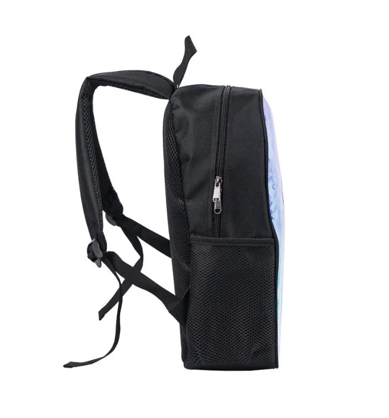 Jurassic dinosaur 3D printed backpack on a student, polyester, waterproof, medium size 40x30x13cm, 16 inch laptop pocket