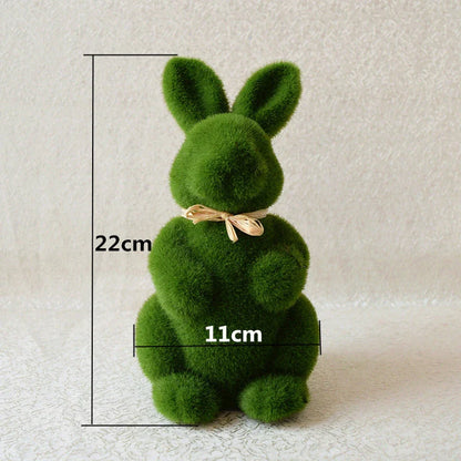 Realistic moss-covered Easter bunny decoration made from lightweight foam and artificial grass