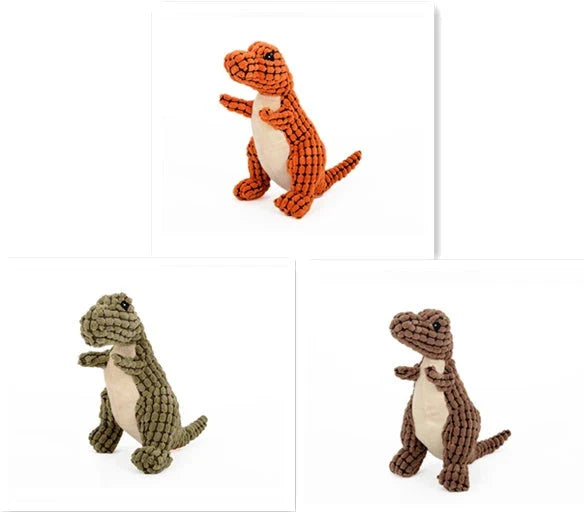 Durable Dinosaur-Themed Plush Squeaky Chew Toys for Large Breed Dogs - Interactive Dog Playtime Companions