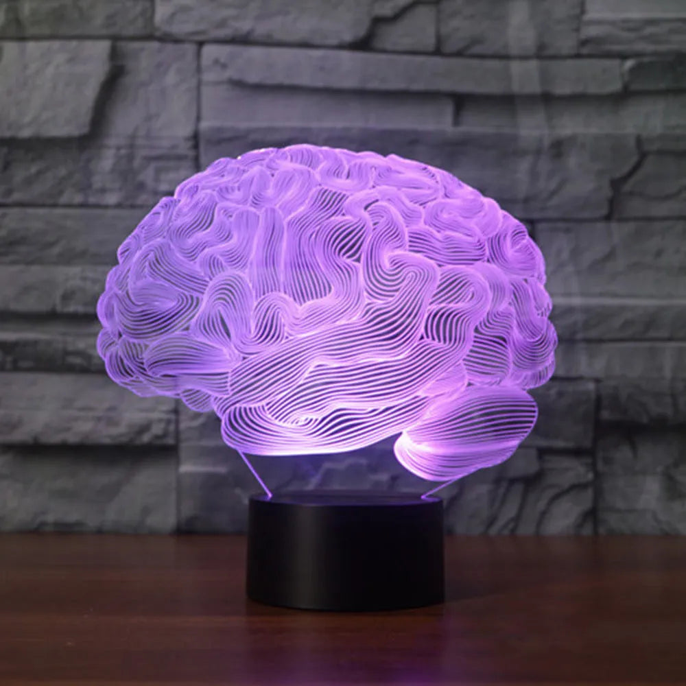 Acrylic 3D desk lamp with LED colour-changing lights and remote control on black ABS base
