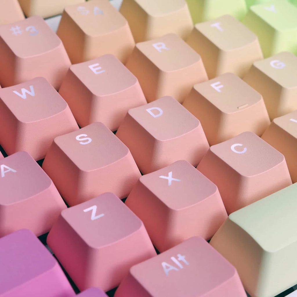 104 PBT word penetration dyed keycaps with translucent legends and OEM profile for mechanical keyboard