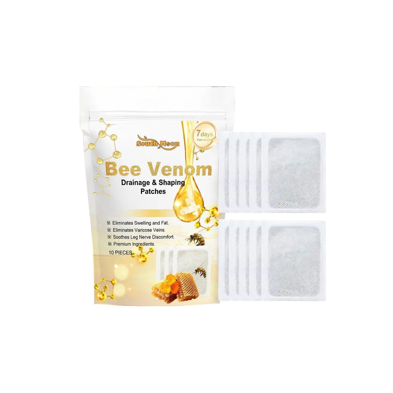 10 slimming care foot patches with bee venom and mugwort active ingredients