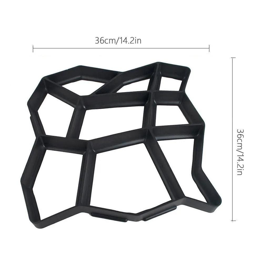 Black plastic goose floor concrete mold measuring 42x43cm for DIY garden path stones