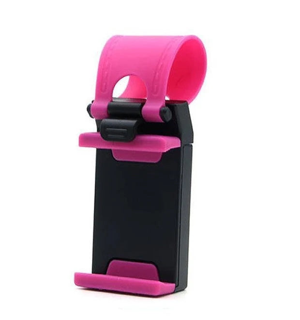 Universal steering wheel phone holder for hands-free navigation and calls