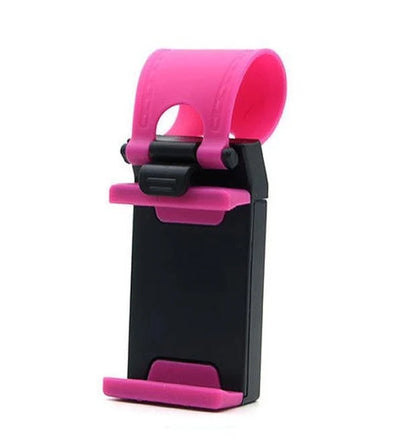 Universal steering wheel phone holder for hands-free navigation and calls