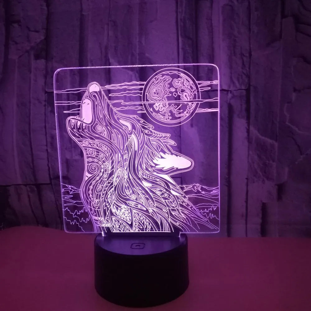White base LED desk lamp with clear acrylic panel showing multi-colour gradient lighting.