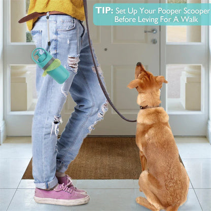 Portable dog poop scooper with claw mechanism and built-in bag dispenser for easy pet waste cleanup