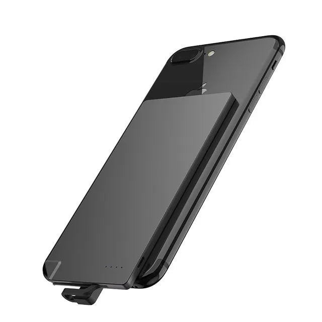Silver ultra-thin graphene power bank measuring 140mm by 72mm by 4mm
