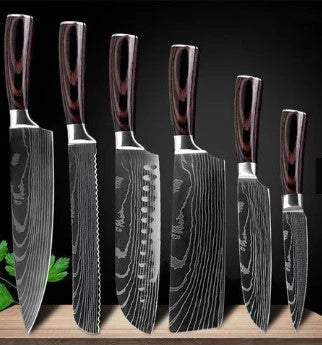 Premium stainless steel kitchen knife set with razor-sharp blades and ergonomic handles for precise cutting and slicing