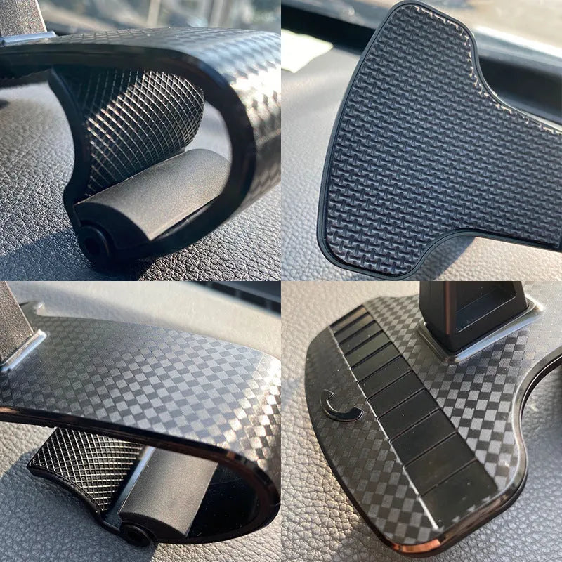 Black car phone holder with 360 degree rotating head and adjustable width mechanism