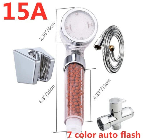 Colour-changing LED shower head with temperature sensor and high-pressure design