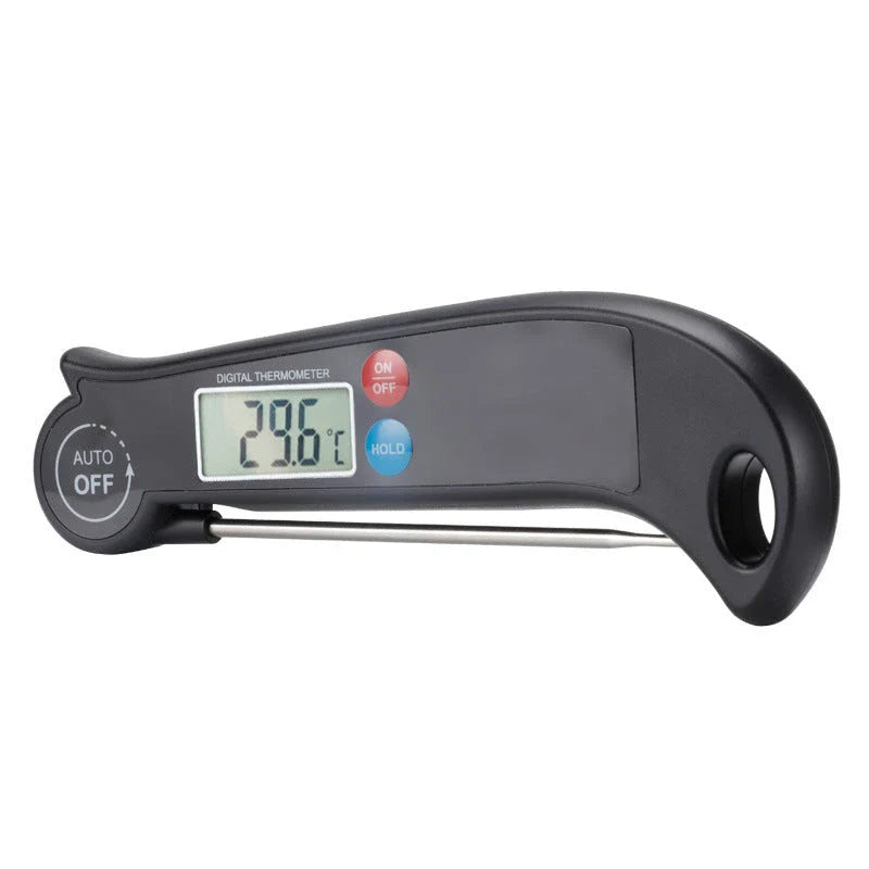 Electronic kitchen thermometer with LCD display and stainless steel probe
