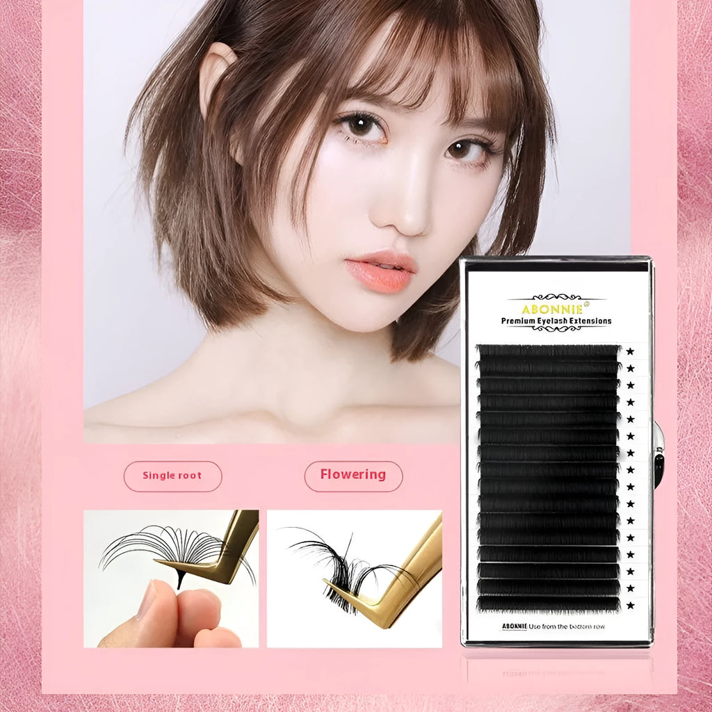 16-row dense row false eyelashes made from mink hair with matte finish, showing length options from 8mm to 18mm