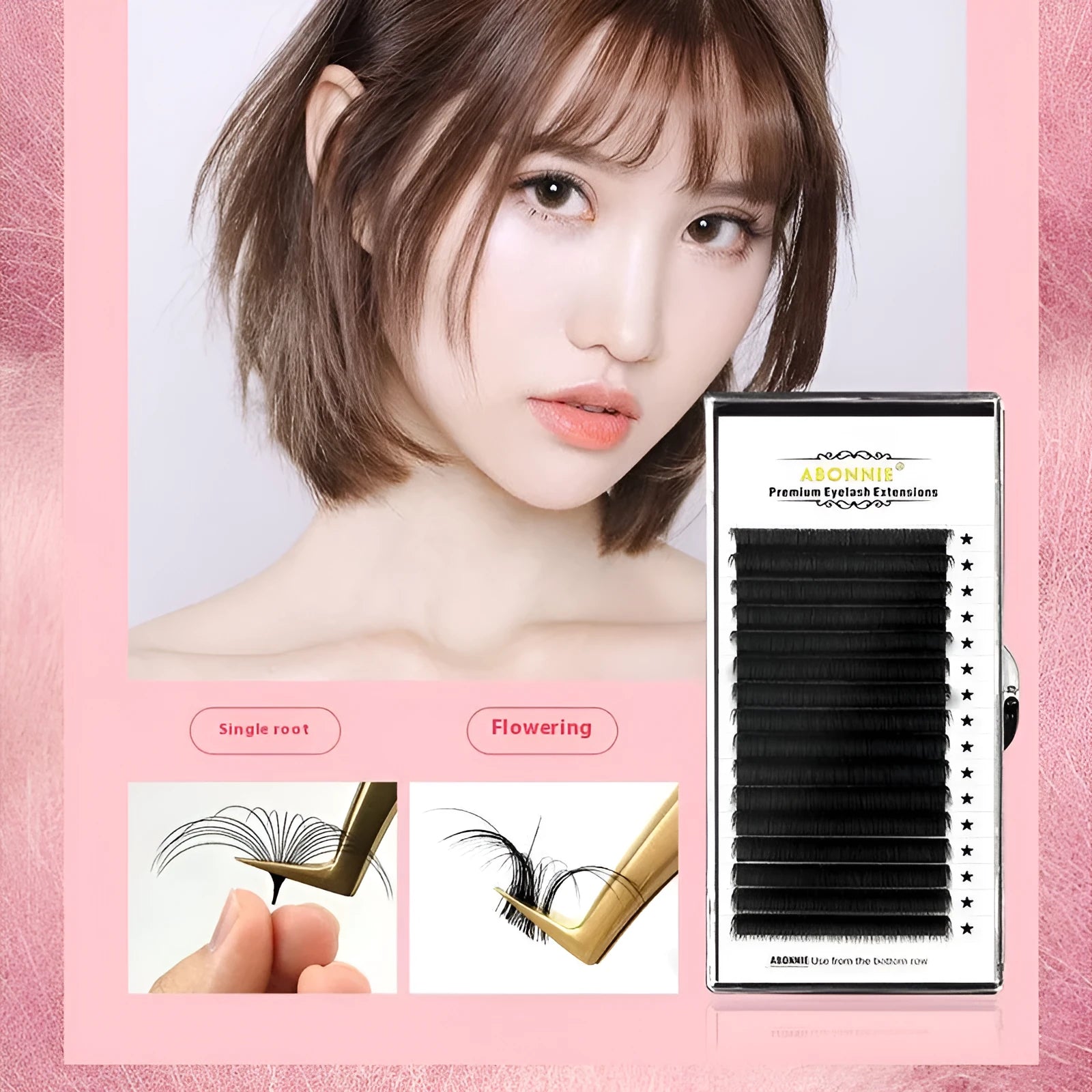 16-row dense row false eyelashes made from mink hair with matte finish, showing length options from 8mm to 18mm
