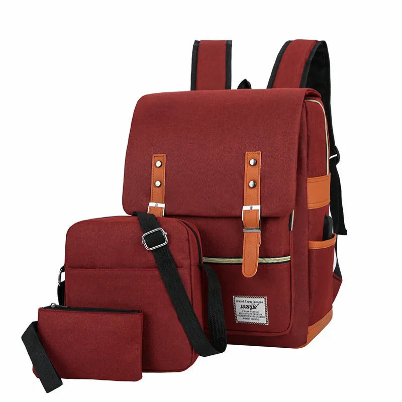 Three-piece business backpack in Oxford cloth with laptop compartment and curved shoulder straps