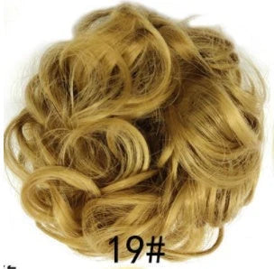 Synthetic wavy curly messy hair bun for women, 12cm diameter, high-temperature wire