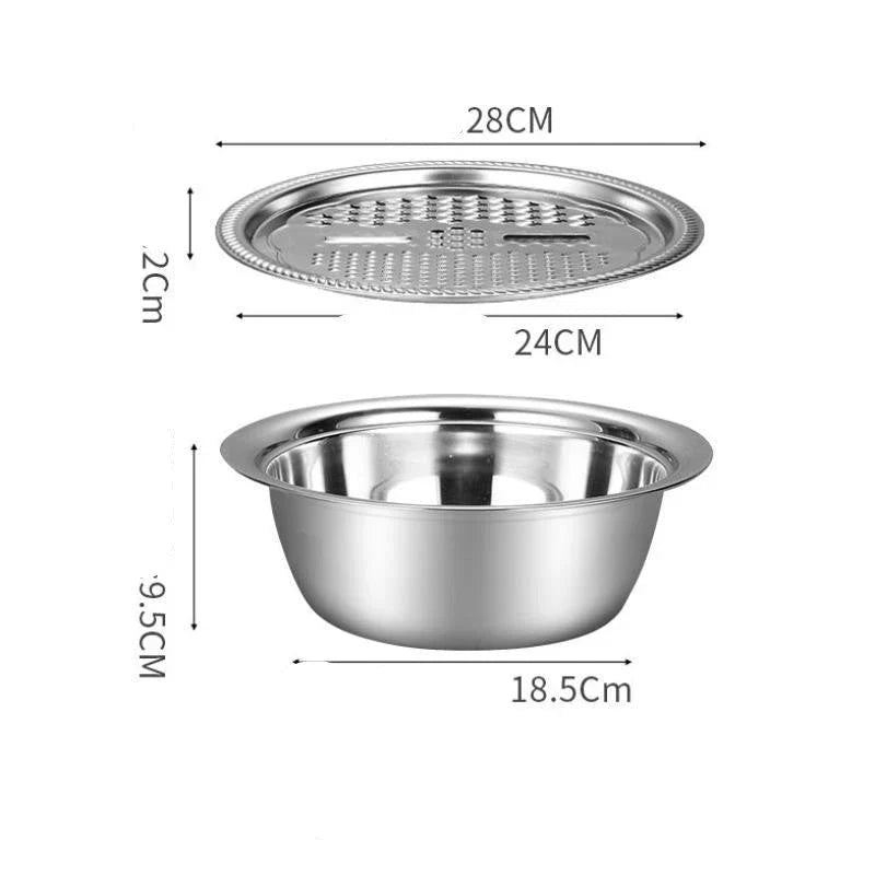 Versatile Stainless Steel Veggie Chopper - All-in-One Kitchen Gadget for Chopping, Grating, and Draining Vegetables