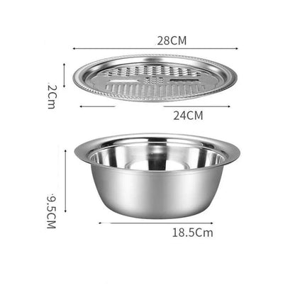 Versatile Stainless Steel Veggie Chopper - All-in-One Kitchen Gadget for Chopping, Grating, and Draining Vegetables