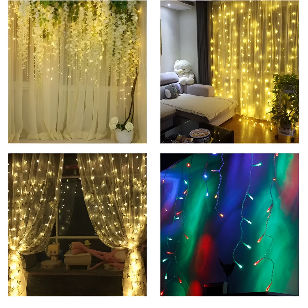 Christmas LED curtain lights 3x3 metres 304 beads remote control party wedding decoration