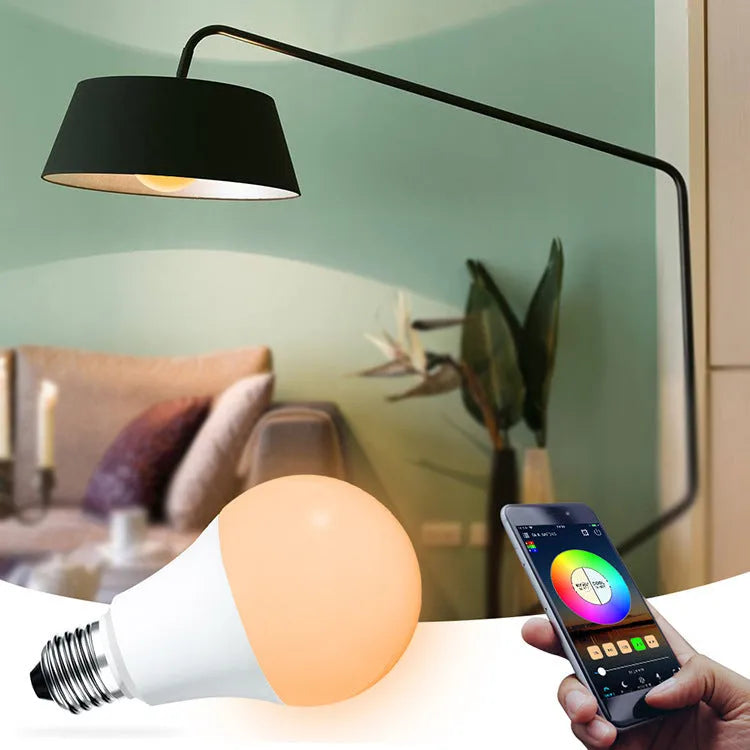 Smart Wi-Fi LED bulb with E27 base for voice control and app remote lighting