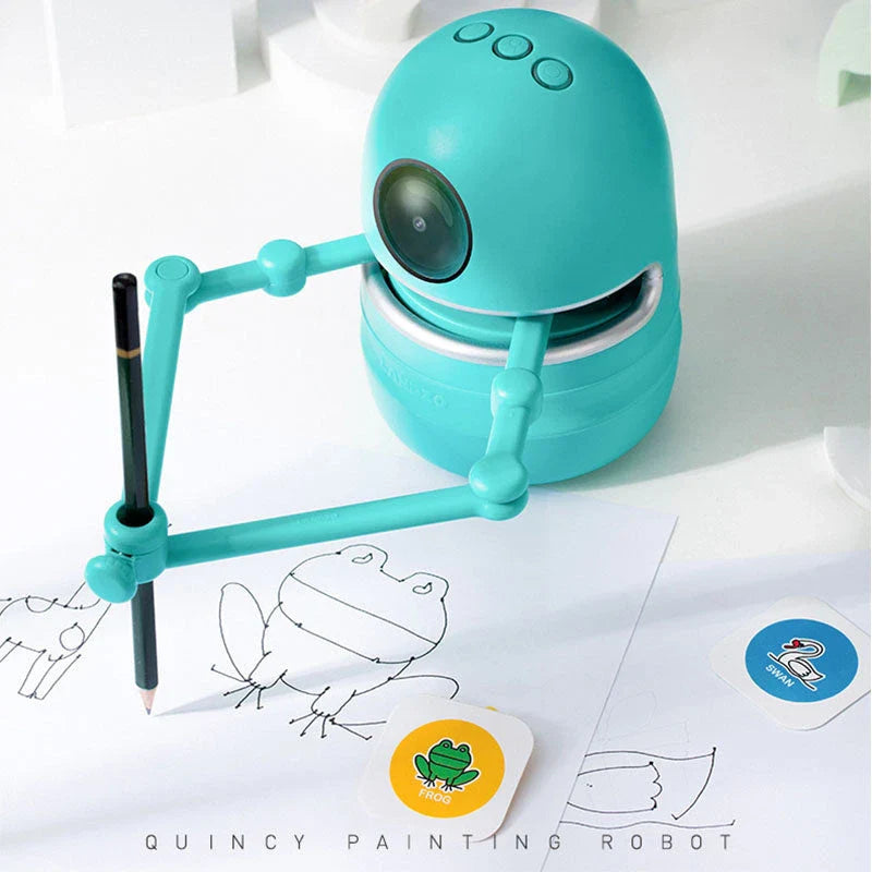 Interactive painting robot for children with guided drawing features and durable ABS plastic construction