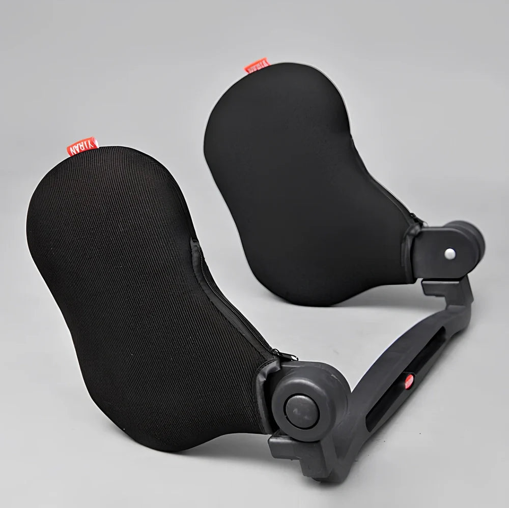 Yellow car seat pillow, 50x20x6cm dimensions, cotton-sponge-ABS for neck support in vehicles