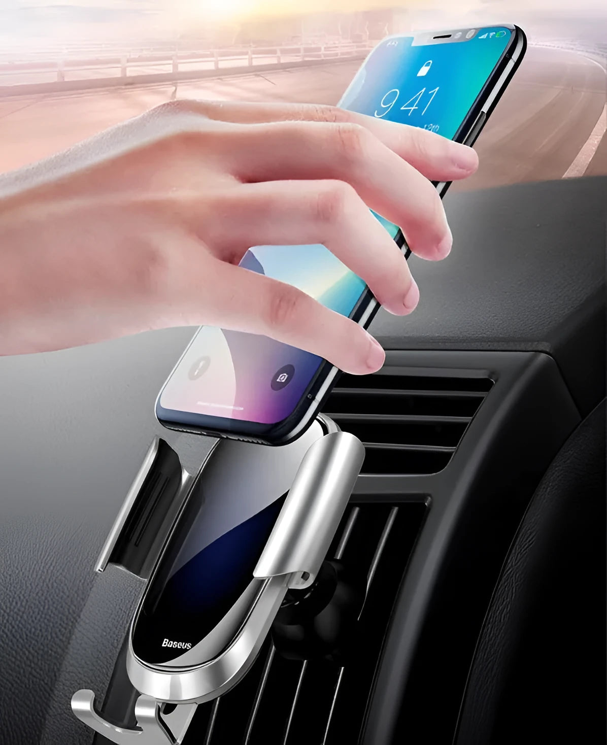 Universal smart car phone holder bracket in black, blue, and silvery colour options