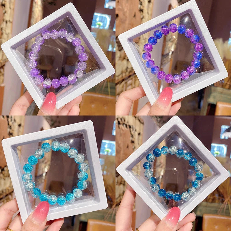 Unisex ice-permeable floral beaded bracelet with geometric design and round elements