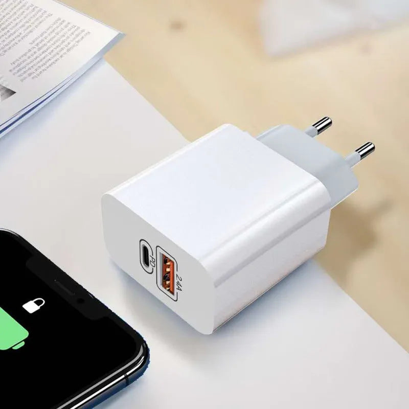 USB travel charger with bare metal casing and multiple outlet options for international use