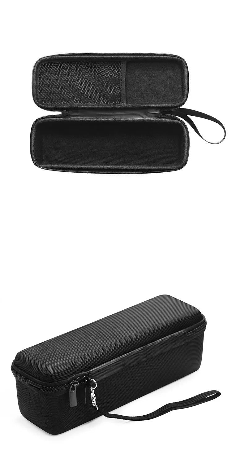 Black nylon protective bag for Huawei Sound Joy smart Bluetooth speaker with hand rope on flat surface