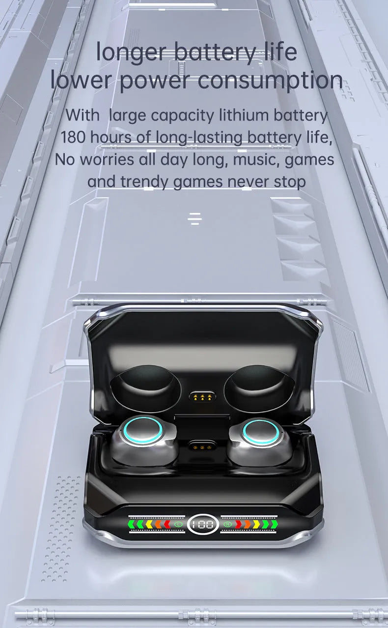 Touch Digital Display True Wireless Bluetooth headset in M43 E-sports silver with battery power screen
