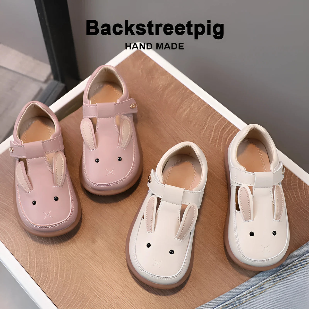 Children's small leather shoes non-slip soft sole girl cute princess cartoon shoes pink low top Velcro fastening
