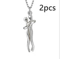 Love Hug unisex brass cartoon pendant necklace with 3cm charm on 40cm chain in gold finish