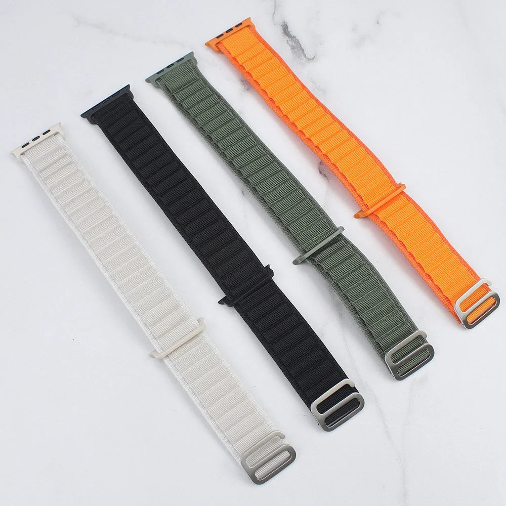 Apple Watch nylon strap with metal tips in various colours
