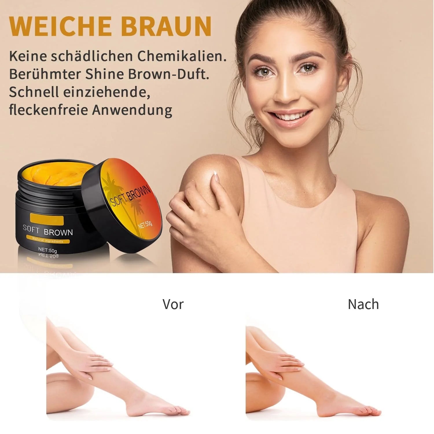 Suntanning beauty cream for even skin tone, 11g unit